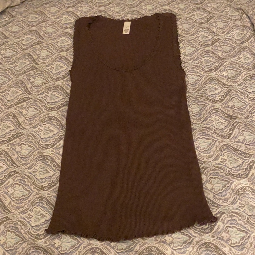 COPY - XL brown stylish tank top with lace trim.